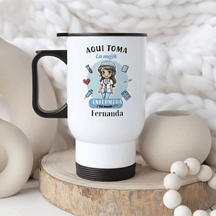 Taza Auto Personalizado | Aquí toma la mejor Enfermera