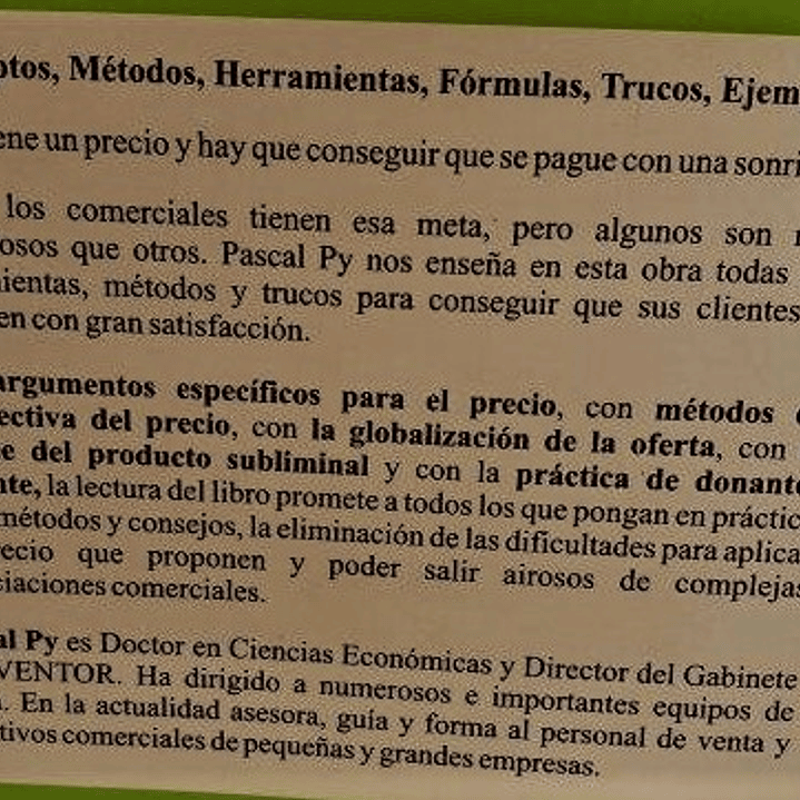 Libro Métodos Y Técnicas Para Que Le Acepten Los Precios Pascal Py (Usado) 3