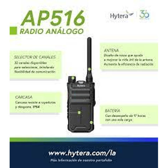 Radio de dos vías portátil analógica Hytera AP516 VHF 136-174 MHz