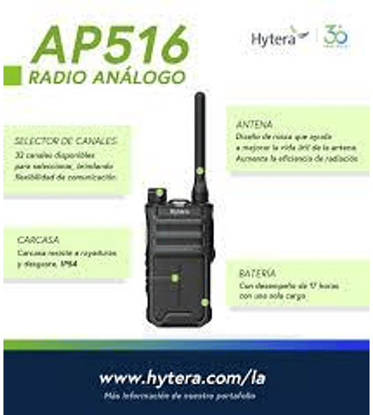  Hytera AP516 VHF 136-174 MHz Radio de dos vías portátil analógica programable