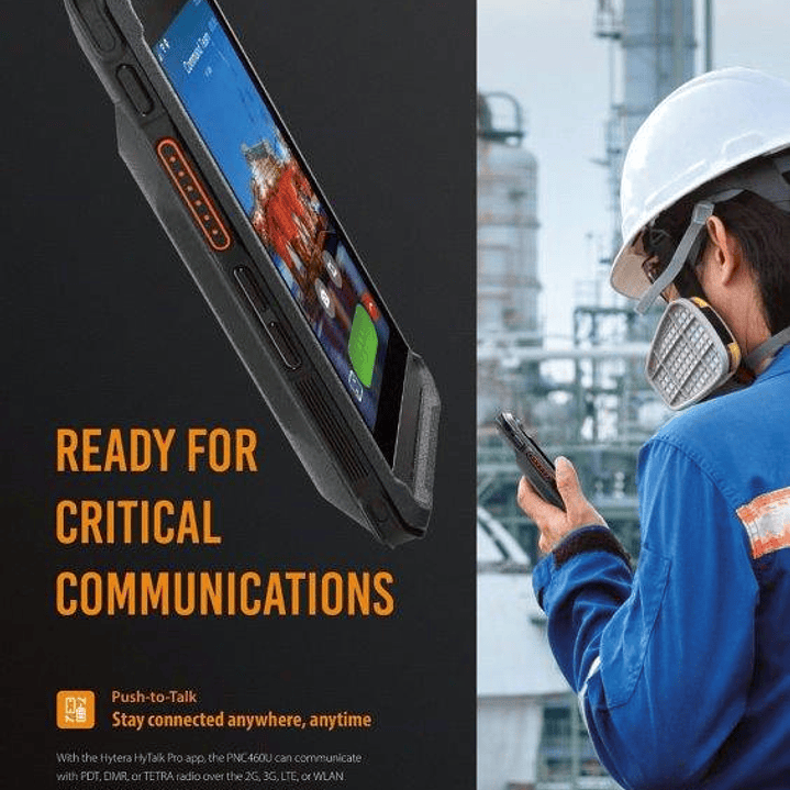 Hytera PNC460 UL913 Smartphone Intrínseco Class I, II, III; Division 1;  Groups A–G; T4 and -20°C to +60°C d for hazardous locations with potentially  explosive gas and combustible dust. 8