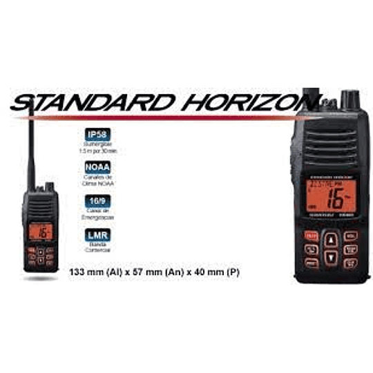 Portátil Marino Standard Horizon Comercial, HX400, VHF, 5W,