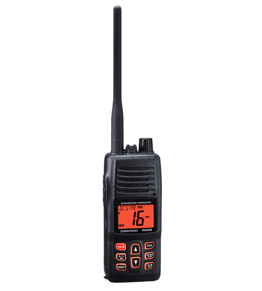 Standard Horizon HX-400 IS, VHF, 5W, LMR canales, FM Intrínsicamente Seguro Portátil Marino Comercial (Frecuencias pre establecidas no modificables)