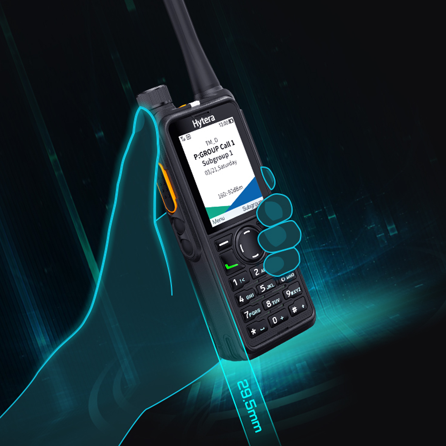 Hytera HP786 VHF 136-174 Mhz 1024CH DMR Tier II 5W Radio Portátil de dos vías con GPS, Bluetooth, Mandown, Display ambar 3