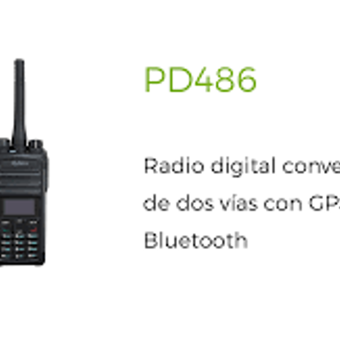  Hytera PD486 VHF 136-174 MHz 256CH DMR Tier II 5W Radio digital y analógo de dos vías con pantalla OLED, Bluetooth, GPS programable 2