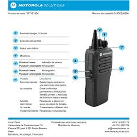Motorola DEP™450 MOTOTRBO™ Radio portátil de dos vías de 32 canales VHF 136-174 Mhz (analógico) Comunicaciones de voz simples Escalable a digital.