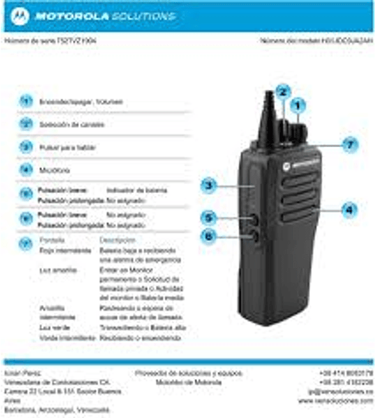 Motorola DEP™450 MOTOTRBO™ original Radio portátil de dos vías de 32 canales VHF 136-174 Mhz (analógico) Comunicaciones de voz simples Escalable a digital.