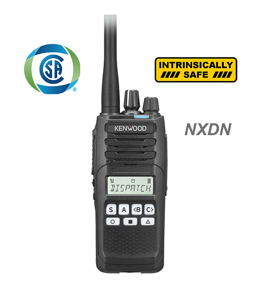 Kenwood NX-1200 NK2 ISCK radio portátil Intrínseco digital NXDN y analógico VHF 136-174 MHz Con pantalla. , 5 Watts, 260 canales / 128 zonas, roaming, encriptación