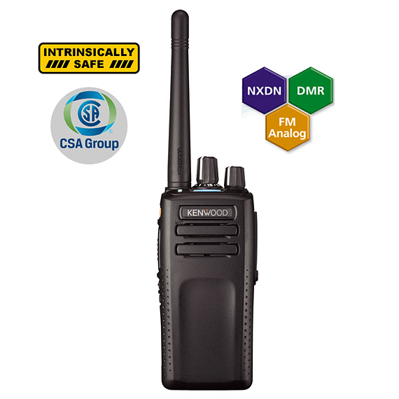 Kenwood NX-3220 K ISK Radio portátil análogo digital DMR o NXDN sin pantalla Intrínseco VHF 136-174MHz, 64 Canales, GPS, Bluetooth, IP67