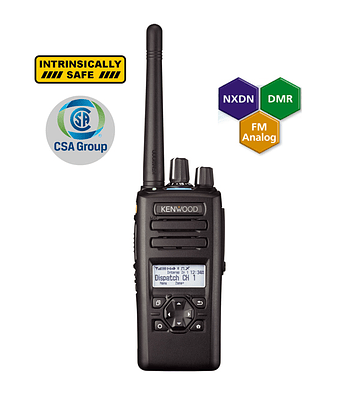 Kenwood NX-3320K2 ISK Radio Antiexplosivo portátil análogo digital DMR o NXDN con pantalla y teclado medio. Rango 400-520MHz, 260 Canales, GPS, Bluetooth, IP67, 2 Pines