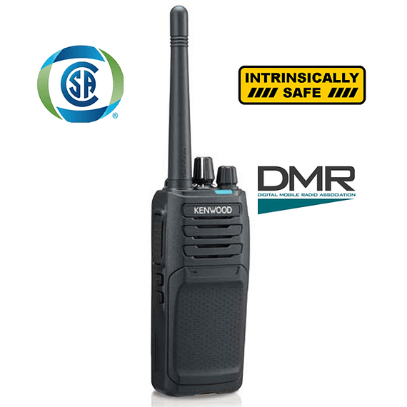 Kenwood NX-1200 DK ISCK Radio portátil Antiexplosivo digital DMR y analógico, sin pantalla VHF 136-174 MHz, 5 Watts, 64 canales, roaming, encriptación