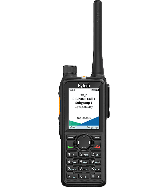 Hytera HP786 Radio Digital Profesional DMR  Portátil VHF DMR Tier II y Análogo. UHF 350-470 MHz, 5 watts, sin GPS, con mandown. 1024CH. Display ambar