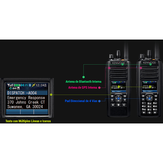 Kenwood NX-5200K2 VHF 136-174 MHz 1024CH Digital NXDN-P25-DMR-Analógico 6W Radio Multiprotocolo portátil GPS, MicroSD