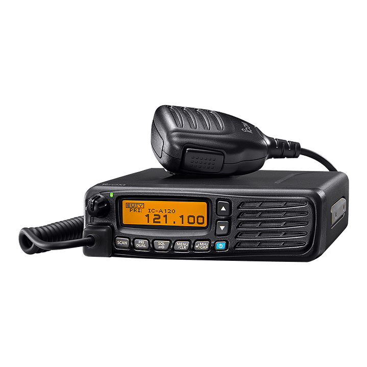 ICOM IC-A120 VHF 118.000-136.992 MHz 200CH 36W Radio móvil aéreo pantalla de matriz de puntos. Incluye: micrófono y accesorios de instalación 2