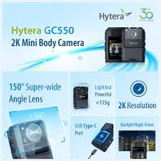  “Hytera GC550: Compacta, cómoda y ergonómica. Captura cada detalle con facilidad.”