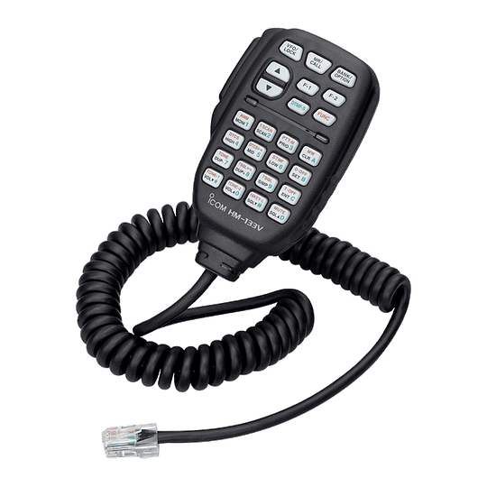 ICOM HM-133V (a pedido) Micrófono parlante remoto de conector modular, multifunción con teclado numérico, longitud del cable 580mm (cuando está enrollado), 140 gramos, para equipos móviles 