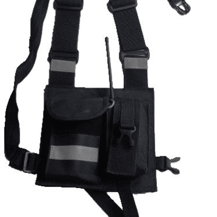 Pechera Universal con bolsillo para equipo de radio de doble seguridad  y bolsillo multiuso con reflectantes  18