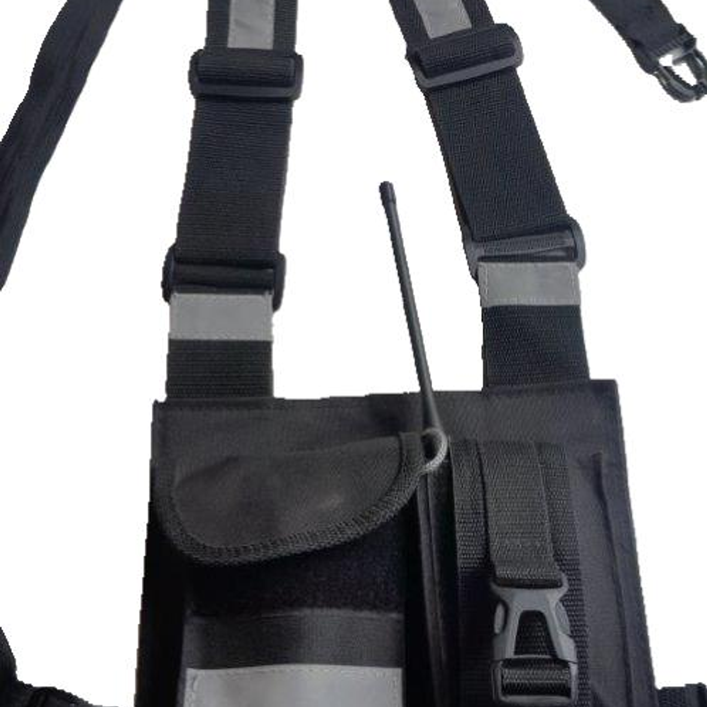 Pechera Universal con bolsillo para equipo de radio de doble seguridad  y bolsillo multiuso con reflectantes  22