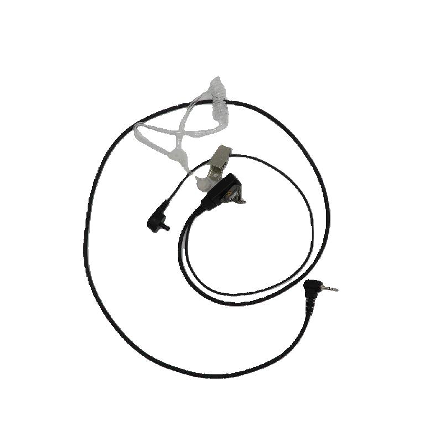 Auricular tubo acústico transparente con cable de color negro de 800 mm con PTT solapa de 380 mm con conector Jack de 3.5mm 2
