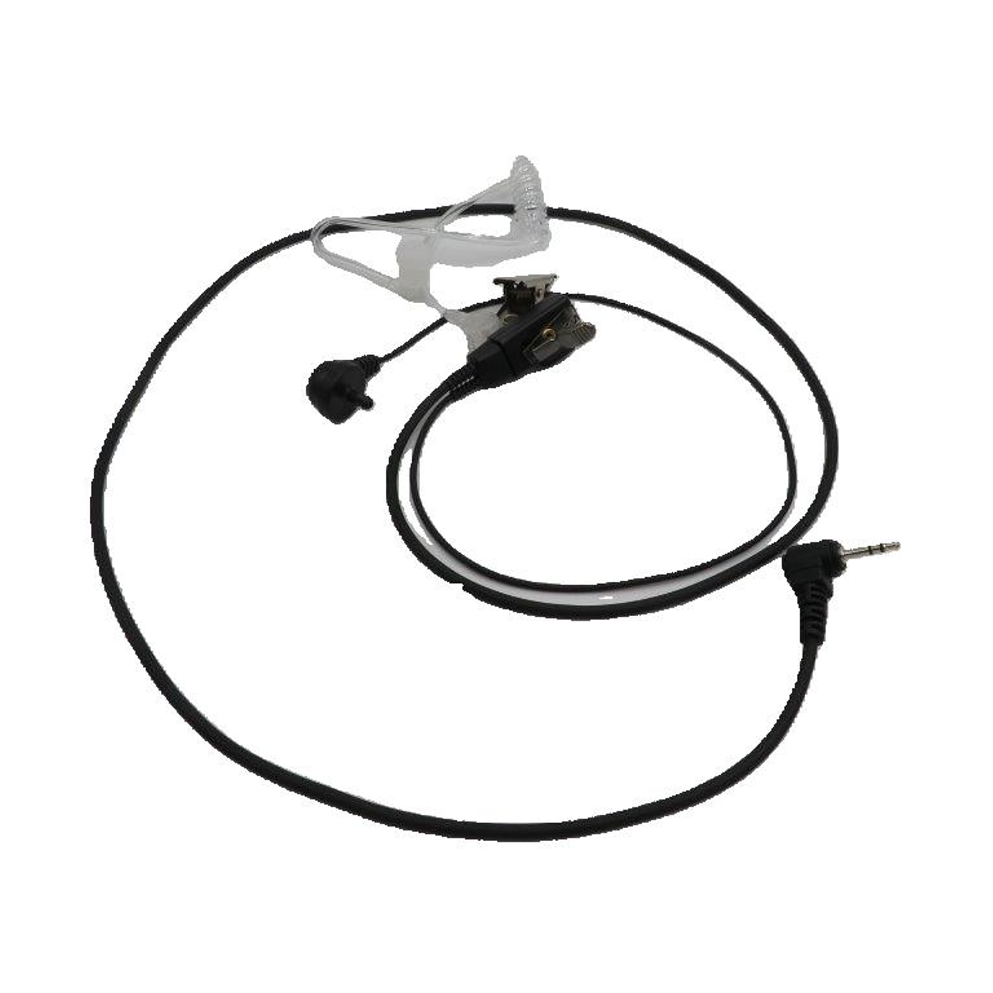 Auricular tubo acústico transparente con cable de color negro de 800 mm con PTT solapa de 380 mm con conector Jack de 3.5mm 3