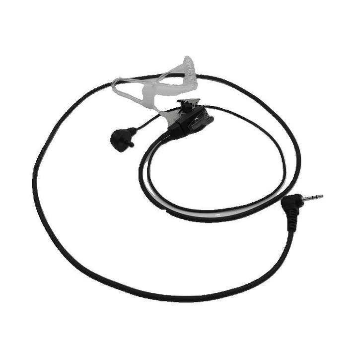 Auricular tubo acústico transparente con cable de color negro de 800 mm con PTT solapa de 380 mm con conector Jack de 3.5mm 3