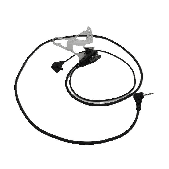Auricular tubo acústico transparente con cable de color negro de 800 mm con PTT solapa de 380 mm con conector Jack de 3.5mm 4