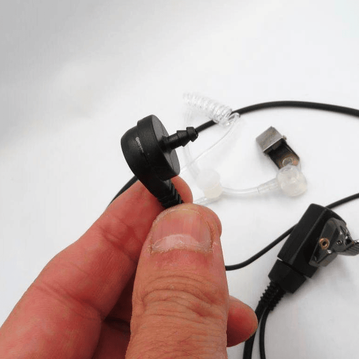 Auricular tubo acústico transparente con cable de color negro de 800 mm con PTT solapa de 380 mm con conector Jack de 3.5mm 10