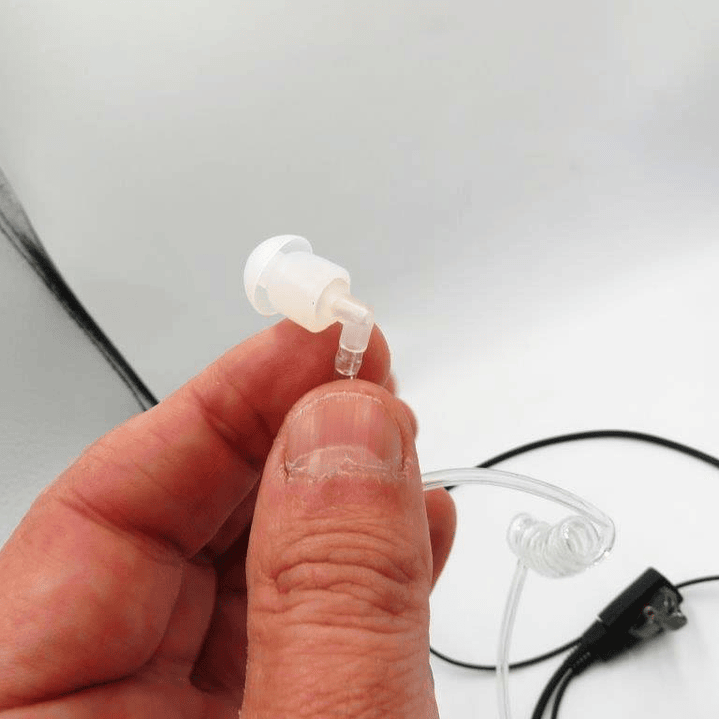 Auricular tubo acústico transparente con cable de color negro de 800 mm con PTT solapa de 380 mm con conector Jack de 3.5mm 13