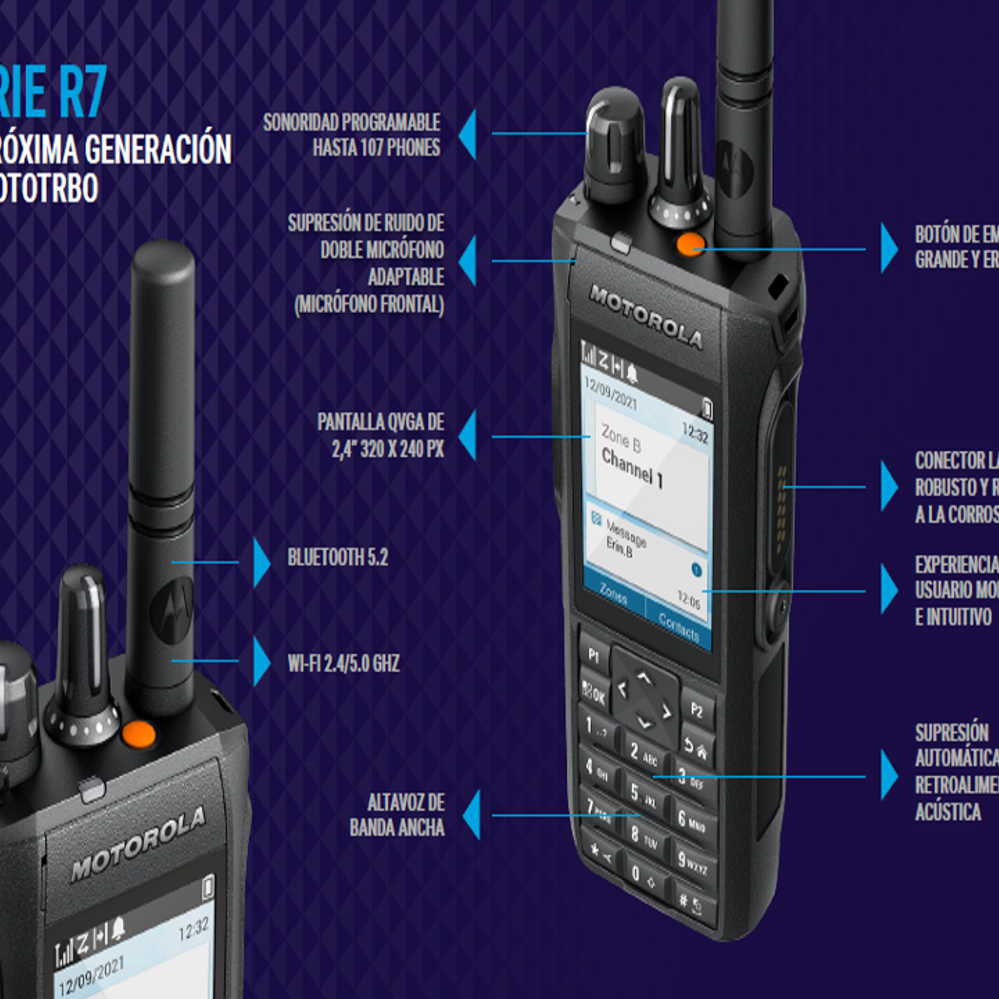  Motorola R7 MOTOTRBO™ TIA HAZLOC Enable VHF 136-174 Mhz 1000CH Digital y Analogo Intrínseco 5W Radio digital FKP R7 Display Enable (ex DGP8550e) pantalla y teclado completo Precio con iva incluido 10