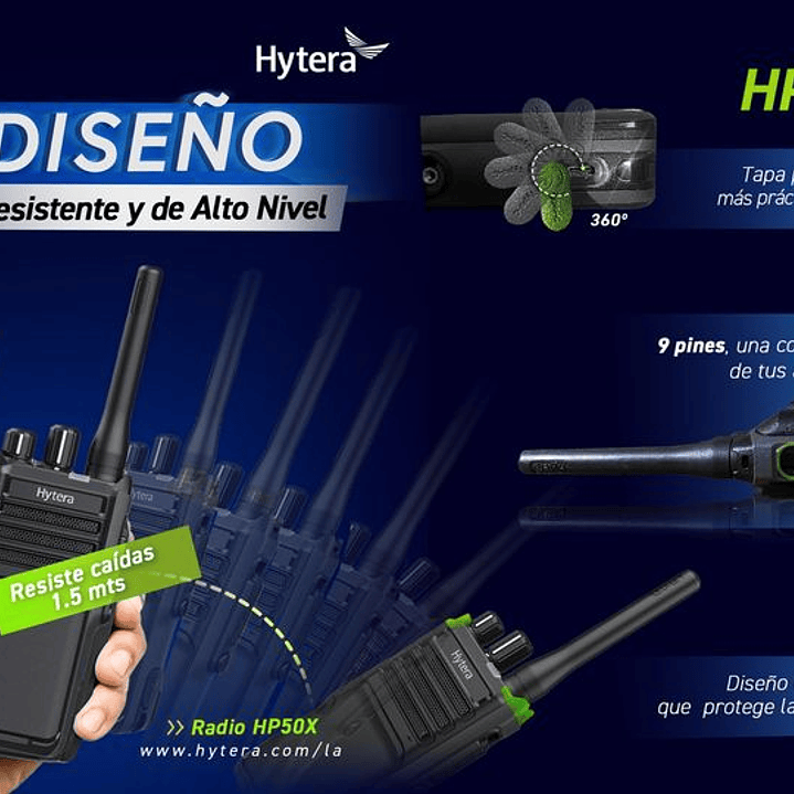 Hytera HP506 VHF 136-174 MHz 256CH Digital DMR y Analogico 5W Radio Digital Profesional DMR Tier II y Analogico IP67 y MIL-STD-810G, parlante anti magnético Precio con iva 20