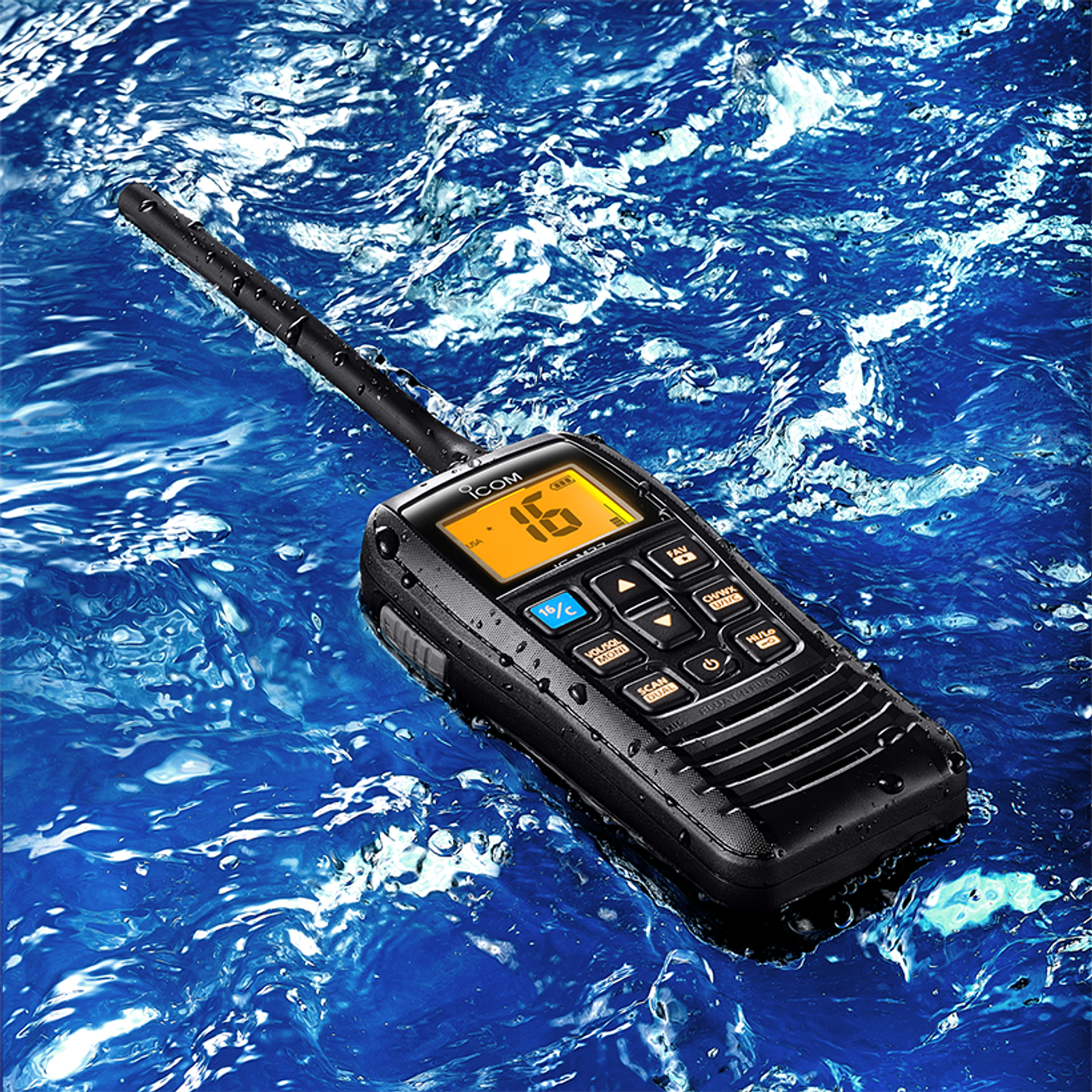 ICOM IC-M37 6W/1W Radio portátil marino flotante Flash´n float, AQUAQUAKE, IP57, NOAA Alert 12 hours (Importación 4-6 semanas) Precio con iva incluido 5