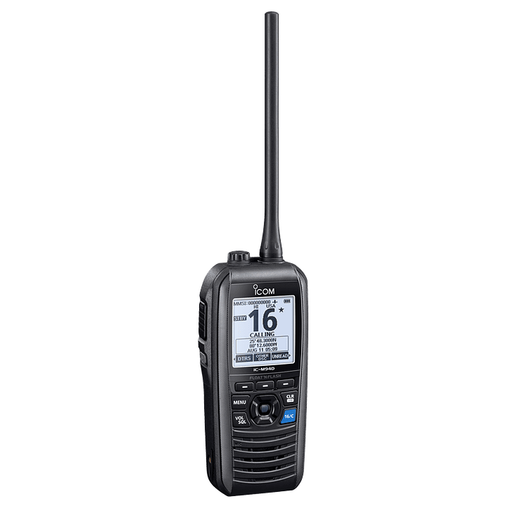 ICOM IC-M94D Rx 156,025–157,425 Tx MHz 6W/1W Radio portátil marino VHF DSC, AIS, MOB, Float´n flash, 10 horas, IPX7, NOAA Alert, AQUAQUAKE (importación a pedido 5 semanas)  Precio con iva incluido 2
