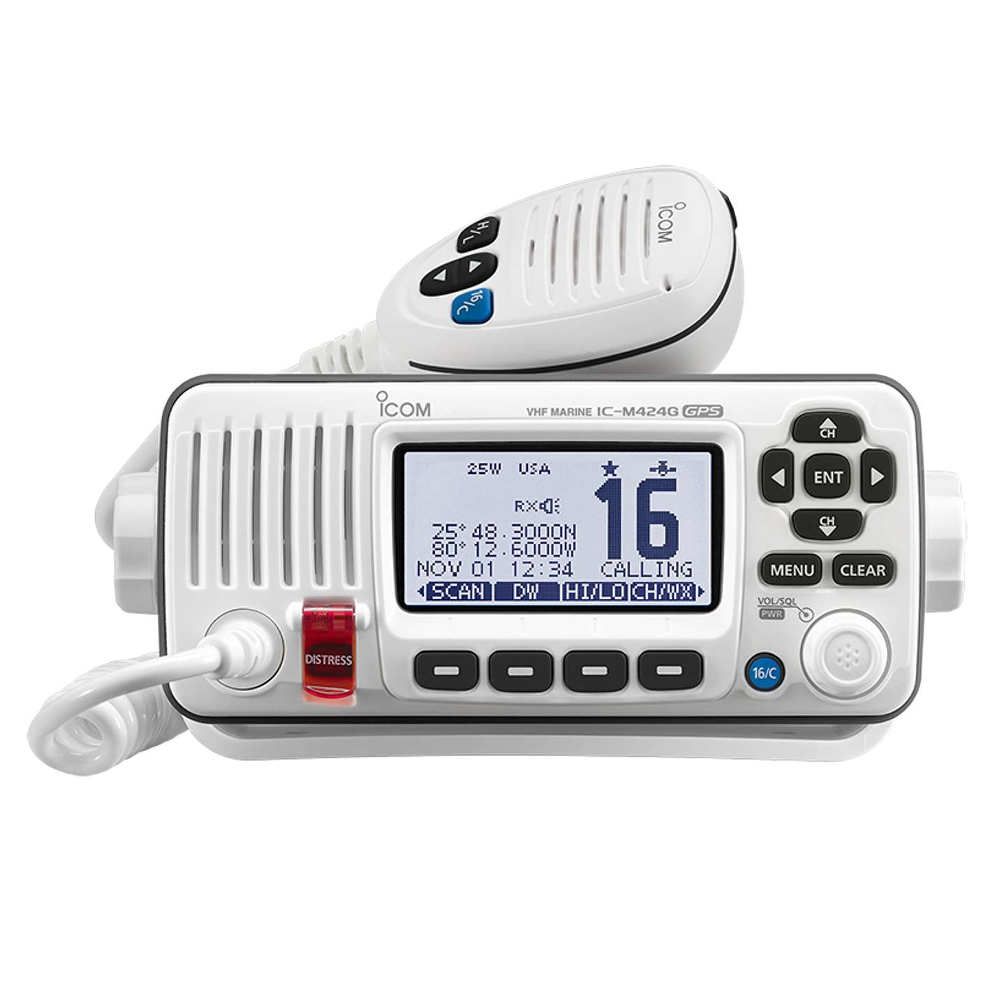 ICOM IC-M424G 25W Radio móvil marina de montaje fijo IPX7, Cancelación de ruido, GPS DSC de clase D, NMEA0183 (Importación 5-6 semanas) Precio con iva incl 4