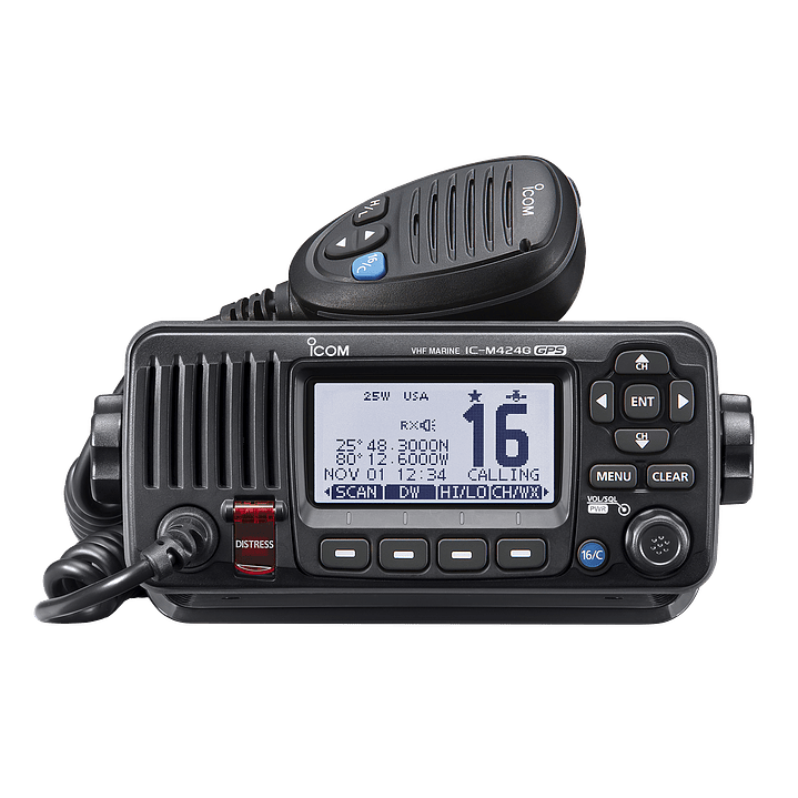 ICOM IC-M424G 25W Radio móvil marina de montaje fijo IPX7, Cancelación de ruido, GPS DSC de clase D, NMEA0183 (Importación 5-6 semanas) Precio con iva incl 9