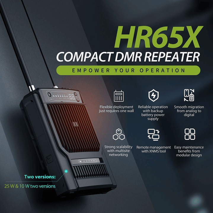 Hytera HR656 VHF 136 - 174 MHz 1024CH DMR Tier II 10W Repetidor Digital DMR Tier II y Analogico profesional móvil para mochila (solo repetidor) Precio con iva incluido 34