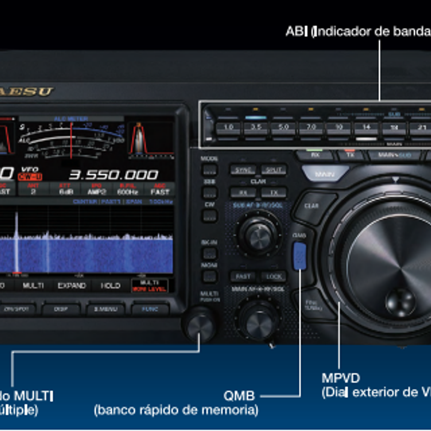 Yaesu FT-DX101D Radio base HF 100W 30 kHz a 75 MHz CW, AM, SSB, FM, RTTY, PSK Pantalla color con visualización del espectro y diagrama de cascada (A pedido) Precio con iva  34