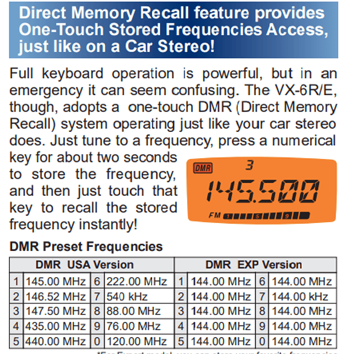 Yaesu VX-6R 144/222/430 MHz 5W Radio dual band VHF UHF IPX7 