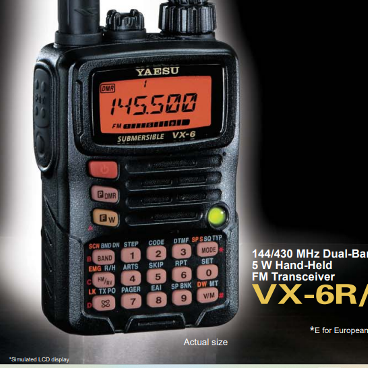 Yaesu VX-6R 144/222/430 MHz 5W Radio dual band VHF UHF IPX7 