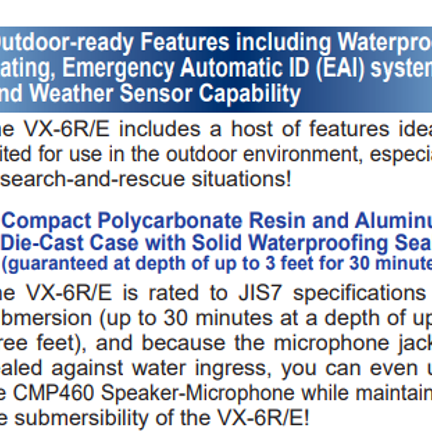 Yaesu VX-6R 144/222/430 MHz 5W Radio dual band VHF UHF IPX7 