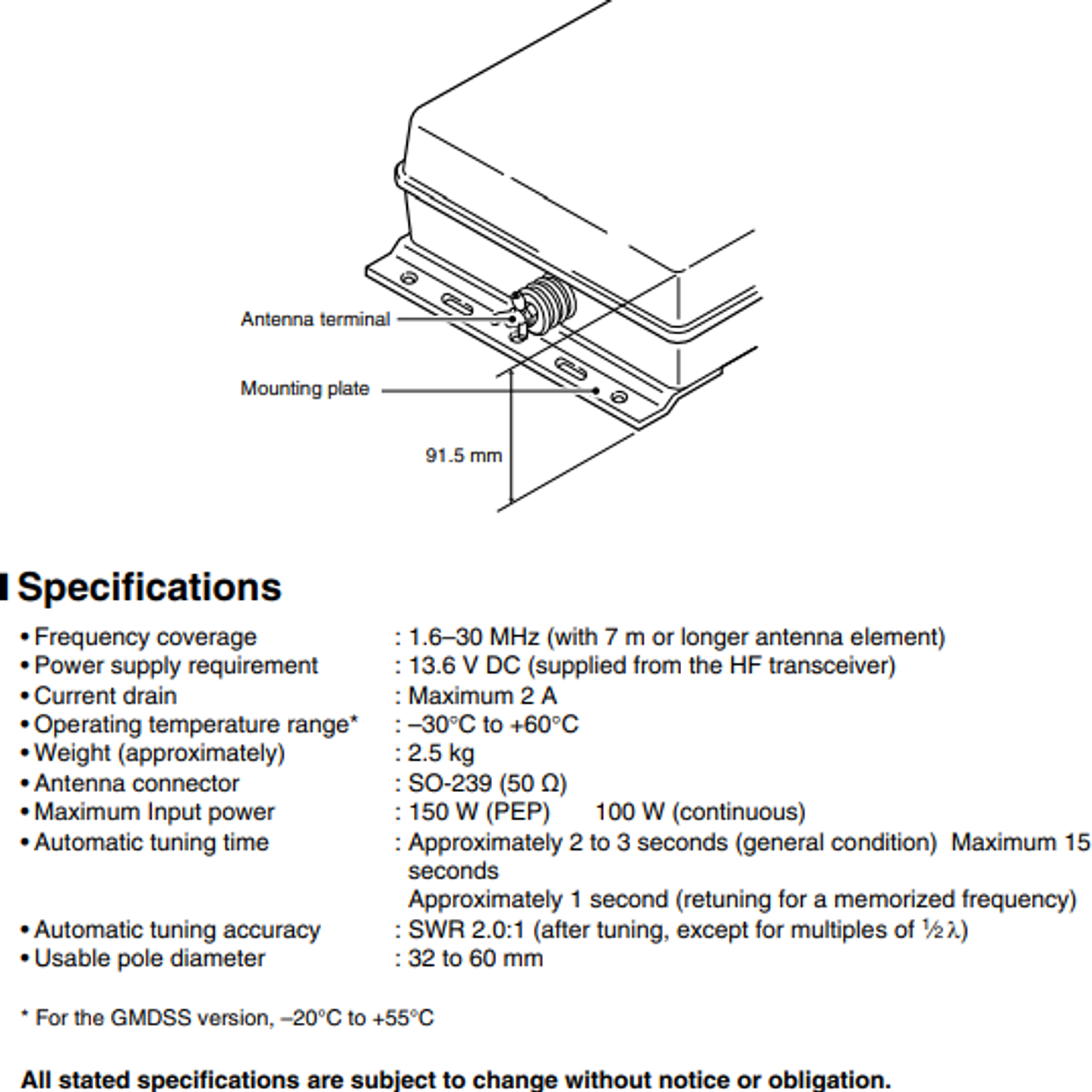 ICOM AT-141 Sintonizador antena para equipos HF Marinos Version 64 IPX6 Precio con iva incluido 22