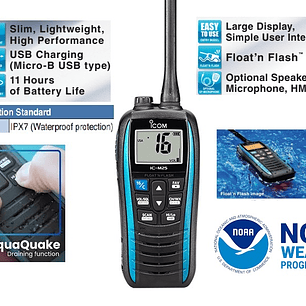 ICOM IC-M25 5W/1W Radio portátil Marina VHF IPX7 Flotante, compacto, 11 horas, Fácil de usar,  Precio con iva incluido