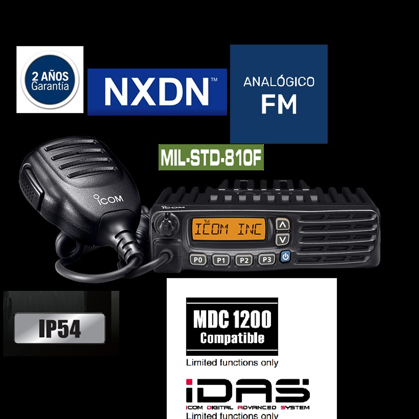 ICOM IC-F5123D VHF 136-174 MHz 128CH Digital y Analogico 25W Radio móvil digital IDAS NXDN™ y analogica con pantalla LCD alfanumérica de 8 caracteres con íconos fáciles de usar Precio con iva incluido 1