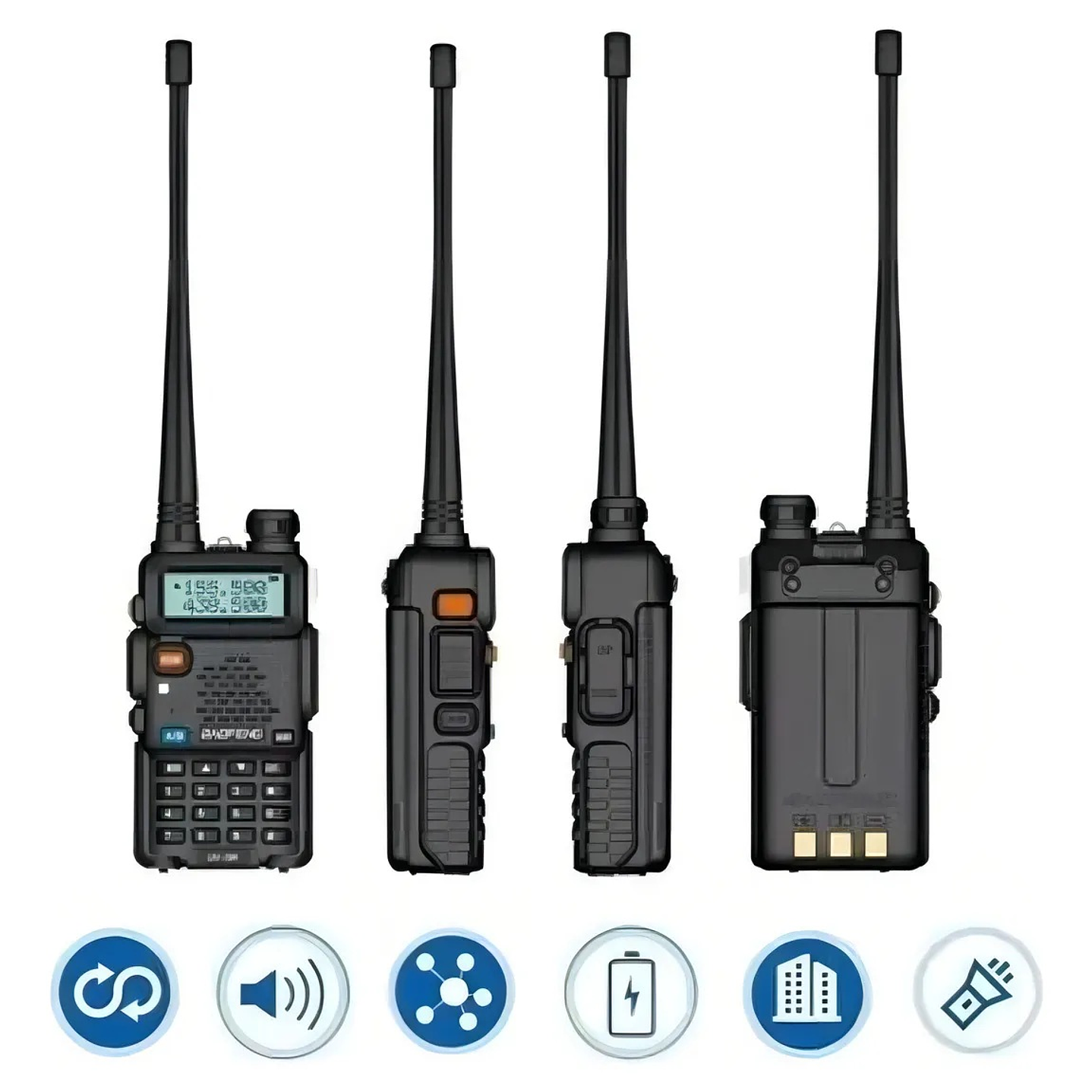 BAOFENG UV-5R VHF 136-174 Mhz/UHF 400-520 Mhz 128CH Analogico 4W Radio dual band portátil de dos vías programable con teclado Precio con iva incluido 12