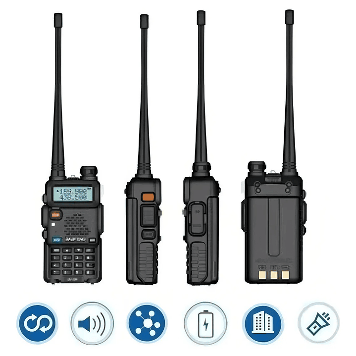 BAOFENG UV-5R VHF 136-174 Mhz/UHF 400-520 Mhz 128CH Analogico 4W Radio dual band portátil de dos vías programable con teclado Precio con iva incluido 12
