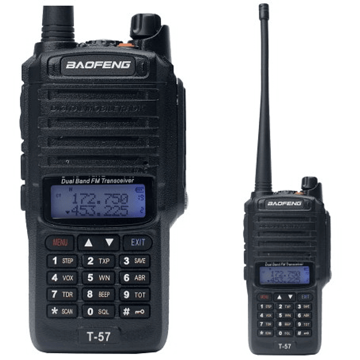  Baofeng T-57 UHF 400-520/VHF 136-174 Mhz 128CH Analogico 5W Radio dual band, IP67 Ideal para cámaras de frío, zona lacustre o trabajos de costa Precio con iva incluido 26