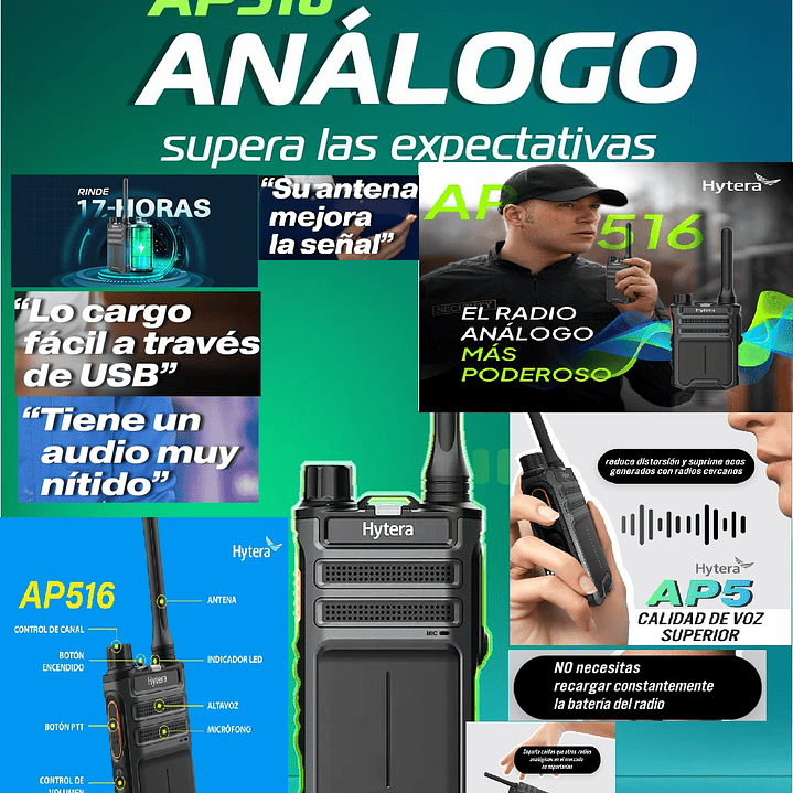 Hytera AP516 VHF 136-174 MHz 32CH analógico 5W Radio portátil para negocios y seguridad Precio con iva incluido 1