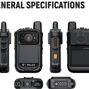 Telox CP680 Bodycam y Radio PoC 64GB 5G 4G Wifi Android 12 IP68 GPS Compresión H.265 Encriptación AES256 180gr Pre/Post grabación NFC BT5.0 USB C CUMPLE Ley 21659 Precio con iva incluido