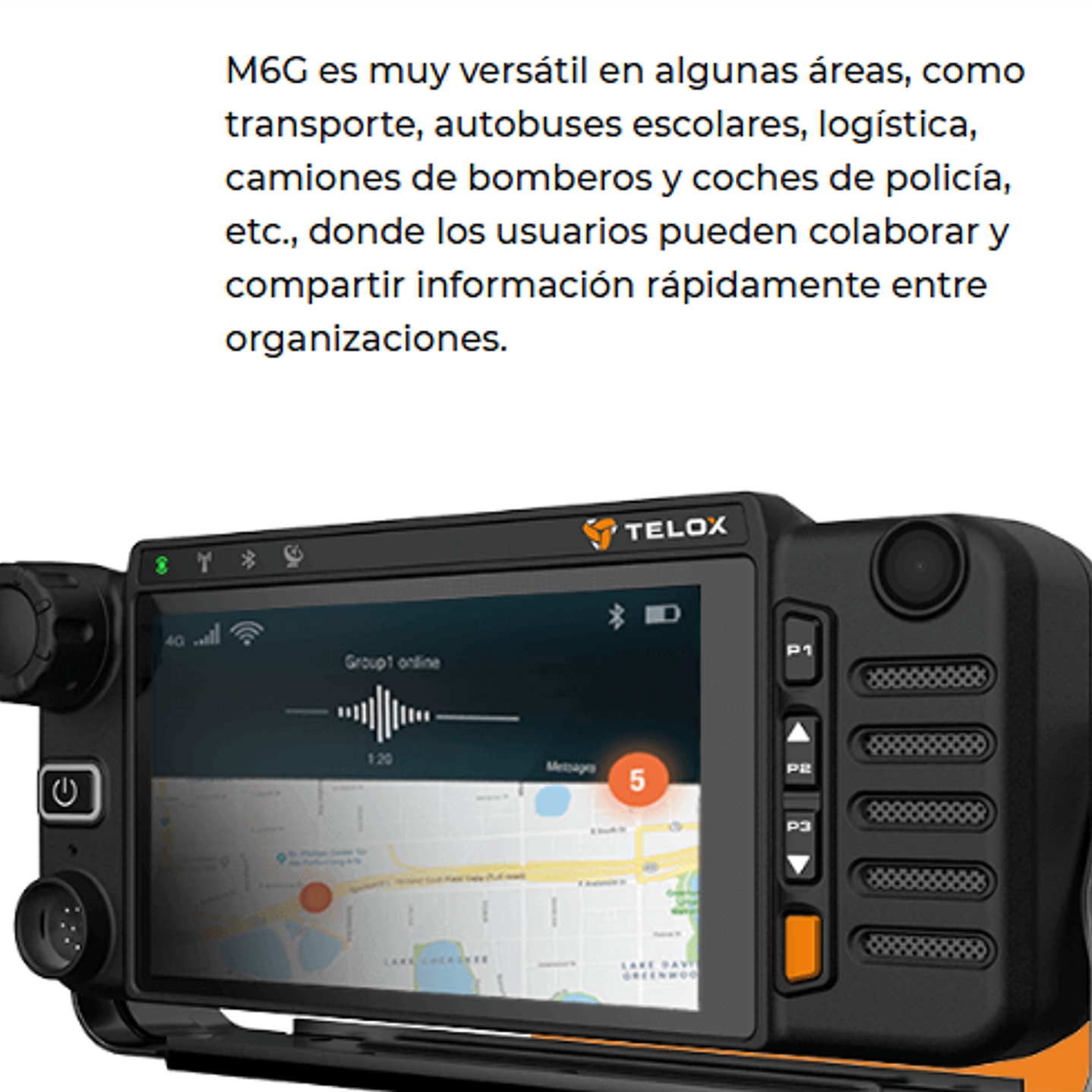 Telox M6G Radio Móvil Base PoC PTT Sobre Celular 64GB 4G Wifi GPS 5W 442gr Android Q BT4.0 Precio con iva incluido 3