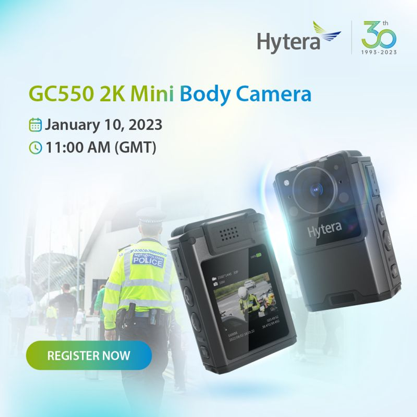 Hytera GC550 (10 unidades) + IDS Bodycam 64GB 150° AES256 USB Tipo C IP67 9hr trabajo continuo CUMPLE Ley 21659 Seguridad Privada Precio con iva incluido 16