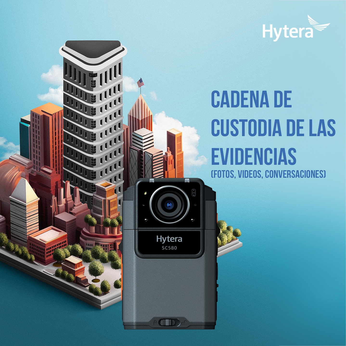 10 Hytera SC580 Bodycam +IDS 64GB y Radio PoC 4G 121°-150° IP68 158gr BT5.1 GPS Wifi Simcard Pre/Post Grabado de vídeo Vídeo Cifrado AES256 12 Horas grabación continua Cumple ley 21659 Precio con iva 6